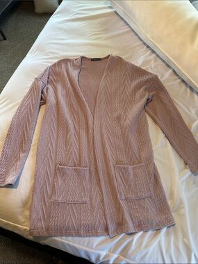 Light Mauve Open-Front Women's Cardigan Sweater